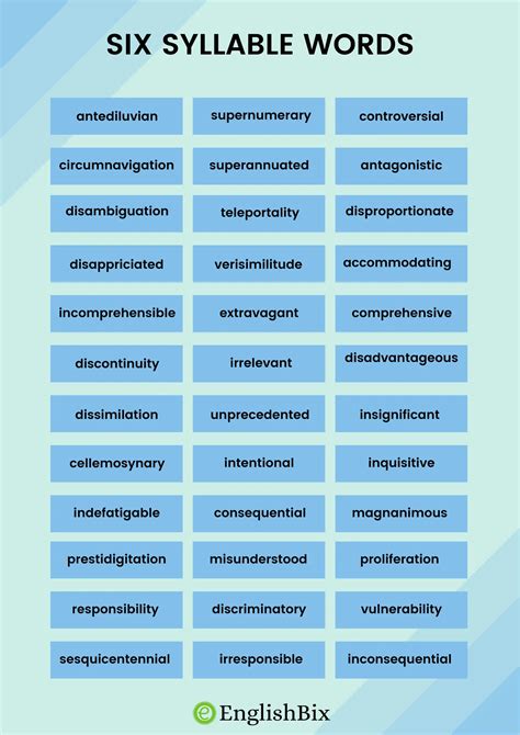 6 syllable words.